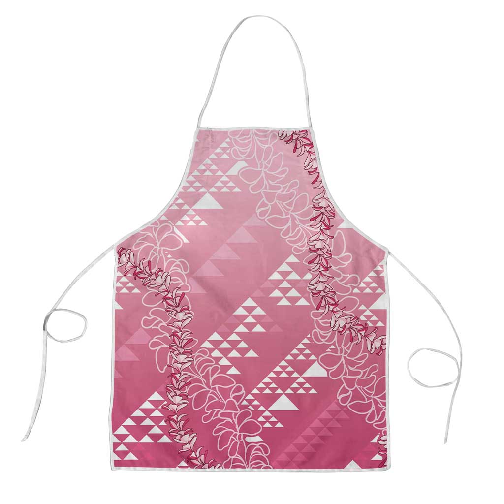 Hawaii Rose Pink Kapa Apron Vintage 'Ohe Kāpala Motifs Mix Plumeria Leis