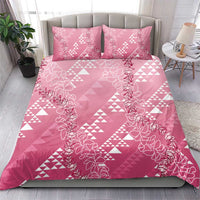 Hawaii Rose Pink Kapa Bedding Set Vintage 'Ohe Kāpala Motifs Mix Plumeria Leis LT7 - Polynesian Pride