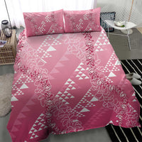 Hawaii Rose Pink Kapa Bedding Set Vintage 'Ohe Kāpala Motifs Mix Plumeria Leis LT7 - Polynesian Pride