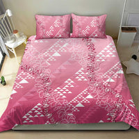 Hawaii Rose Pink Kapa Bedding Set Vintage 'Ohe Kāpala Motifs Mix Plumeria Leis LT7 - Polynesian Pride