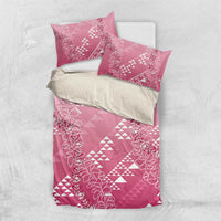Hawaii Rose Pink Kapa Bedding Set Vintage 'Ohe Kāpala Motifs Mix Plumeria Leis LT7 US Twin 172cm x 218cm Rose Pink - Polynesian Pride