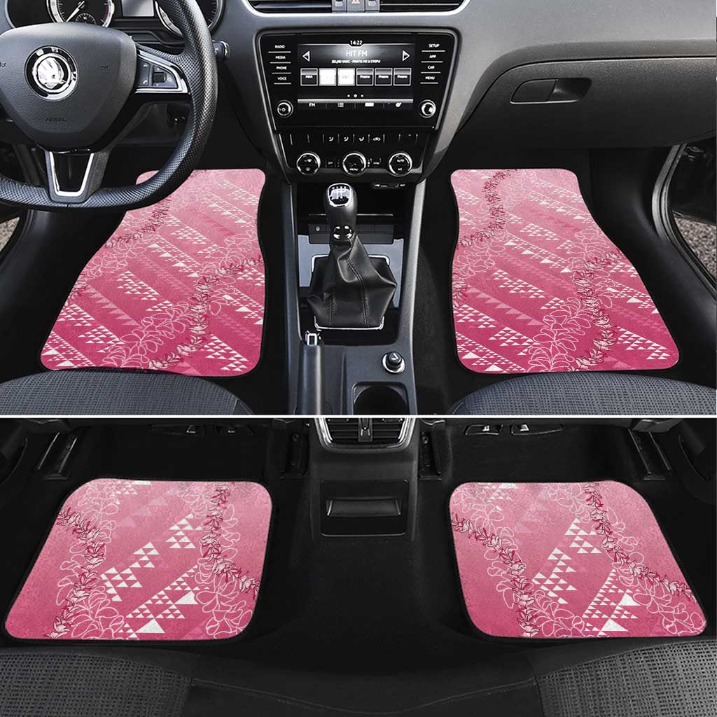 Hawaii Rose Pink Kapa Car Mats Vintage 'Ohe Kāpala Motifs Mix Plumeria Leis