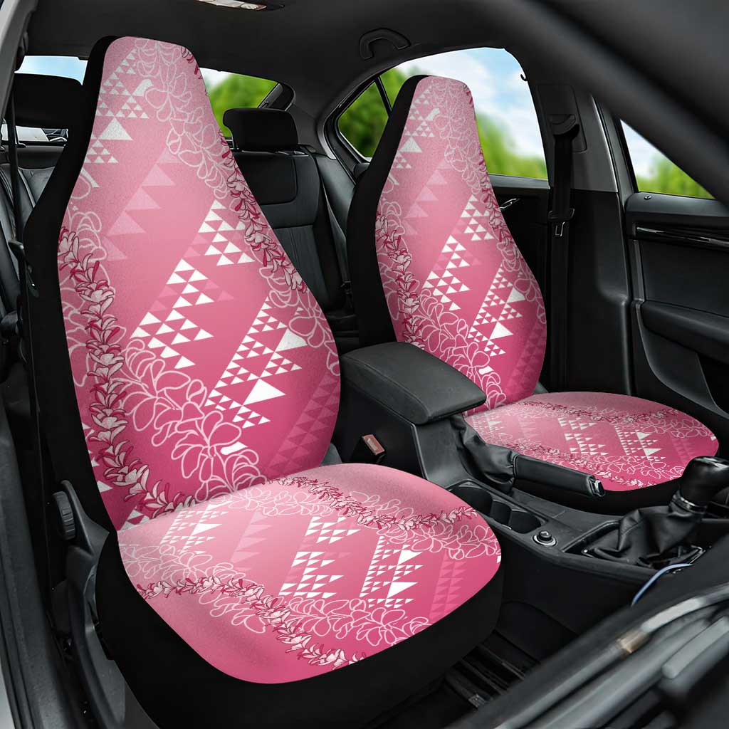 Hawaii Rose Pink Kapa Car Seat Cover Vintage 'Ohe Kāpala Motifs Mix Plumeria Leis