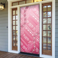 Hawaii Rose Pink Kapa Door Cover Vintage 'Ohe Kāpala Motifs Mix Plumeria Leis