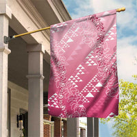 Hawaii Rose Pink Kapa Garden Flag Vintage 'Ohe Kāpala Motifs Mix Plumeria Leis