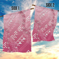 Hawaii Rose Pink Kapa Garden Flag Vintage 'Ohe Kāpala Motifs Mix Plumeria Leis