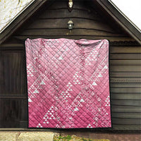 Hawaii Rose Pink Kapa Quilt Vintage 'Ohe Kāpala Motifs Mix Plumeria Leis
