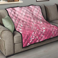 Hawaii Rose Pink Kapa Quilt Vintage 'Ohe Kāpala Motifs Mix Plumeria Leis