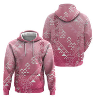 Hawaii Rose Pink Kapa Zip Hoodie Vintage 'Ohe Kāpala Motifs Mix Plumeria Leis