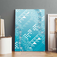 Hawaii Turquoise Kapa Canvas Wall Art Vintage 'Ohe Kāpala Motifs Mix Plumeria Leis LT7 - Polynesian Pride