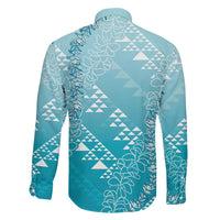 Hawaii Turquoise Kapa Family Matching Long Sleeve Bodycon Dress and Hawaiian Shirt Vintage 'Ohe Kāpala Motifs Mix Plumeria Leis LT7 - Polynesian Pride