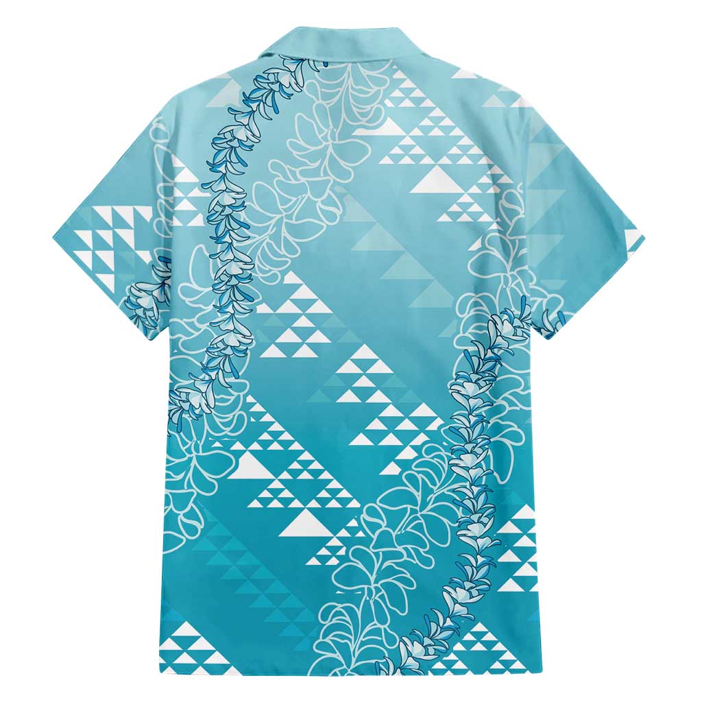Hawaii Turquoise Kapa Hawaiian Shirt Vintage 'Ohe Kāpala Motifs Mix Plumeria Leis LT7 - Polynesian Pride