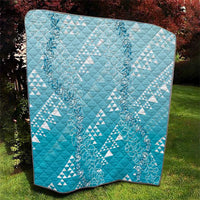 Hawaii Turquoise Kapa Quilt Vintage 'Ohe Kāpala Motifs Mix Plumeria Leis LT7 - Polynesian Pride