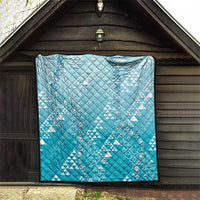 Hawaii Turquoise Kapa Quilt Vintage 'Ohe Kāpala Motifs Mix Plumeria Leis LT7 - Polynesian Pride