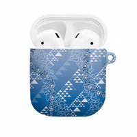 Hawaii Royal Blue Kapa AirPods Case Vintage 'Ohe Kāpala Motifs Mix Plumeria Leis