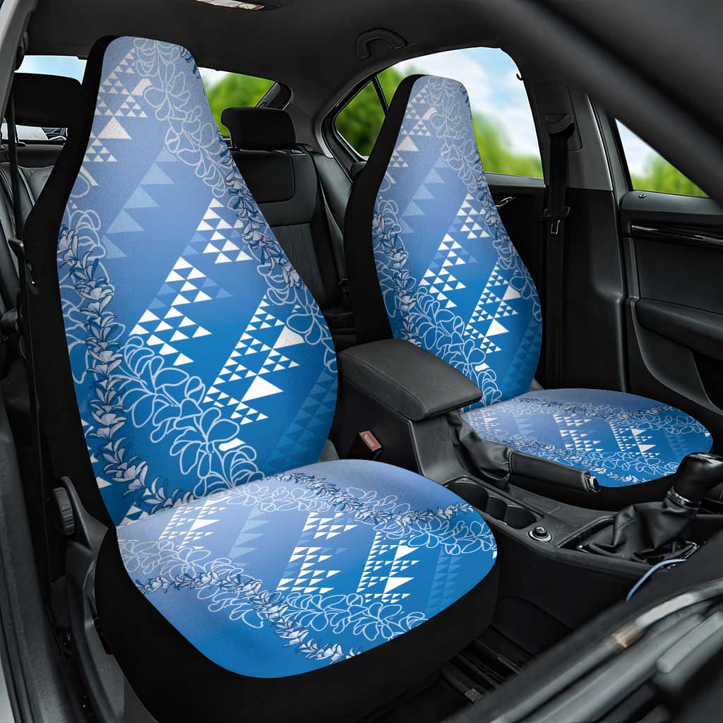 Hawaii Royal Blue Kapa Car Seat Cover Vintage 'Ohe Kāpala Motifs Mix Plumeria Leis