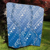 Hawaii Royal Blue Kapa Quilt Vintage 'Ohe Kāpala Motifs Mix Plumeria Leis