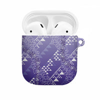 Hawaii Lavender Kapa AirPods Case Vintage 'Ohe Kāpala Motifs Mix Plumeria Leis