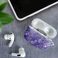 Hawaii Lavender Kapa AirPods Case Vintage 'Ohe Kāpala Motifs Mix Plumeria Leis