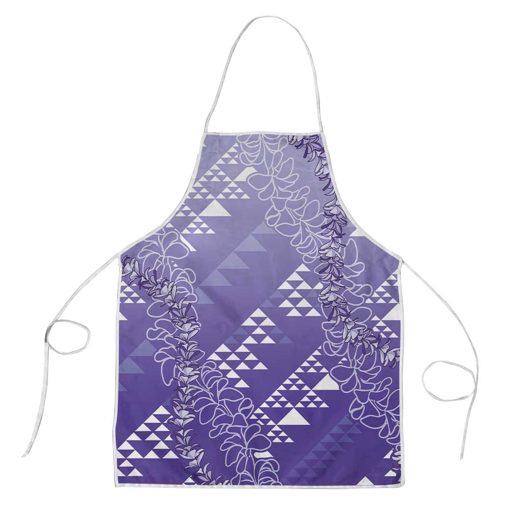 Hawaii Lavender Kapa Apron Vintage 'Ohe Kāpala Motifs Mix Plumeria Leis