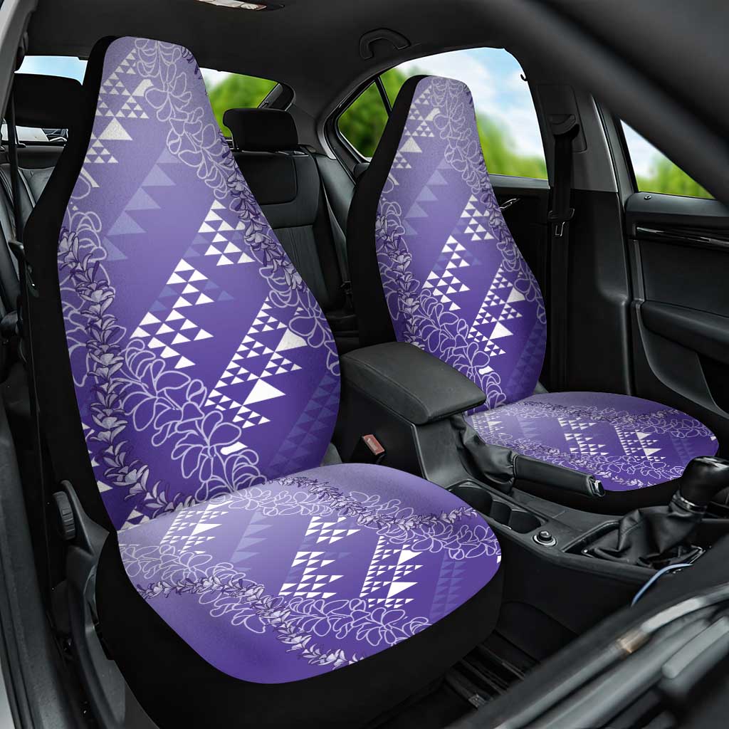 Hawaii Lavender Kapa Car Seat Cover Vintage 'Ohe Kāpala Motifs Mix Plumeria Leis