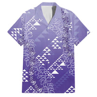 Hawaii Lavender Kapa Family Matching Long Sleeve Bodycon Dress and Hawaiian Shirt Vintage 'Ohe Kāpala Motifs Mix Plumeria Leis LT7 Dad's Shirt - Short Sleeve Lavender - Polynesian Pride
