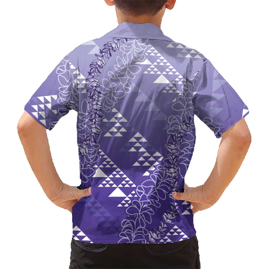 Hawaii Lavender Kapa Family Matching Summer Maxi Dress and Hawaiian Shirt Vintage 'Ohe Kāpala Motifs Mix Plumeria Leis LT7 - Polynesian Pride