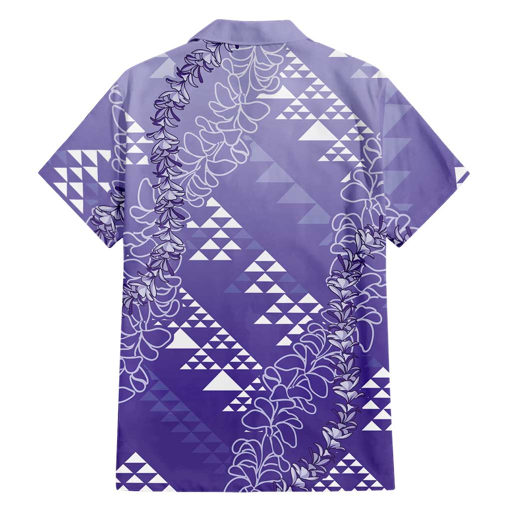 Hawaii Lavender Kapa Family Matching Summer Maxi Dress and Hawaiian Shirt Vintage 'Ohe Kāpala Motifs Mix Plumeria Leis LT7 - Polynesian Pride