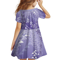 Hawaii Lavender Kapa Family Matching Tank Maxi Dress and Hawaiian Shirt Vintage 'Ohe Kāpala Motifs Mix Plumeria Leis LT7 - Polynesian Pride