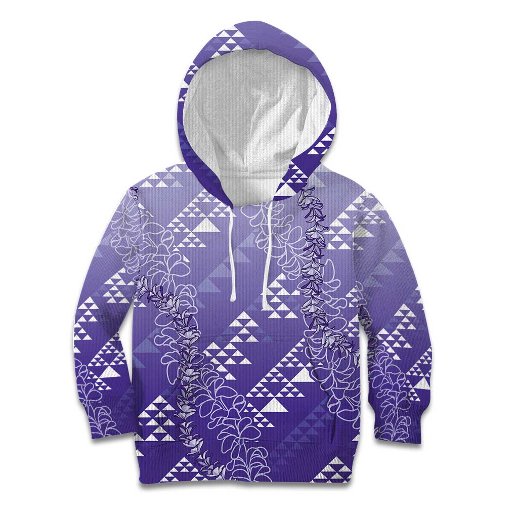 Hawaii Lavender Kapa Kid Hoodie Vintage 'Ohe Kāpala Motifs Mix Plumeria Leis