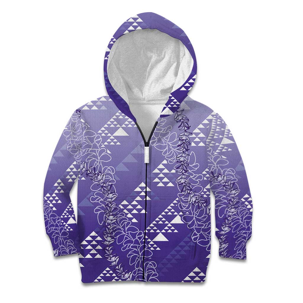 Hawaii Lavender Kapa Kid Hoodie Vintage 'Ohe Kāpala Motifs Mix Plumeria Leis