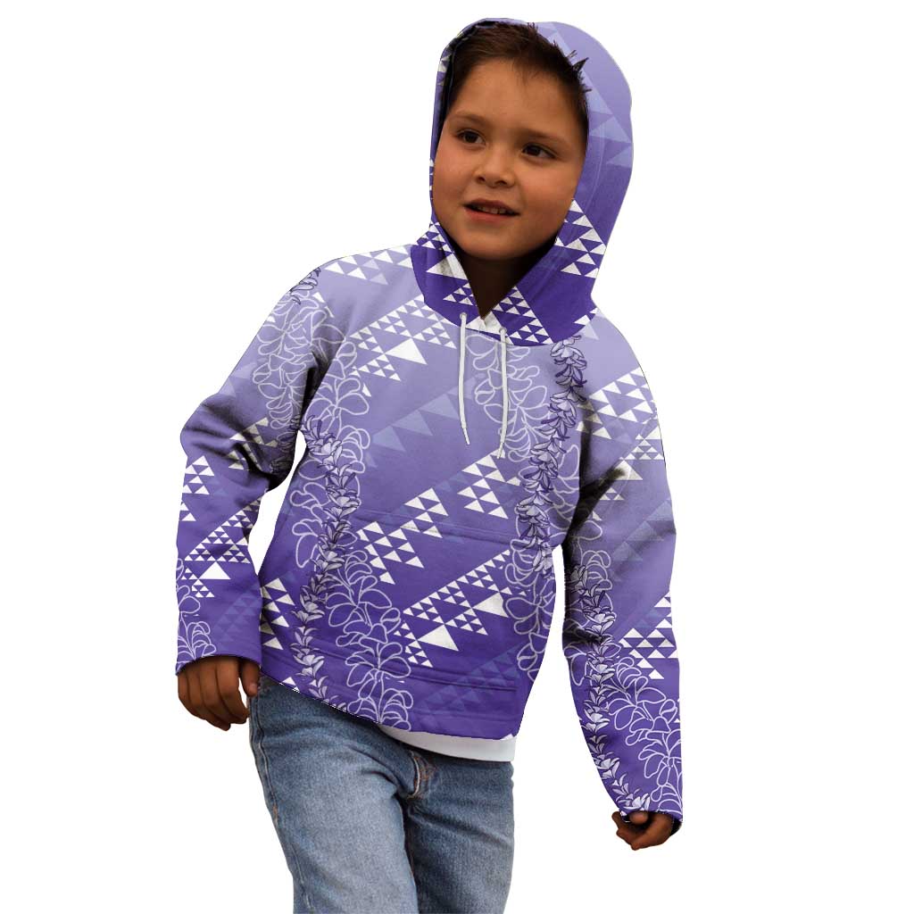 Hawaii Lavender Kapa Kid Hoodie Vintage 'Ohe Kāpala Motifs Mix Plumeria Leis