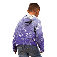 Hawaii Lavender Kapa Kid Hoodie Vintage 'Ohe Kāpala Motifs Mix Plumeria Leis