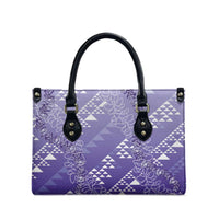 Hawaii Lavender Kapa Leather Bag Vintage 'Ohe Kāpala Motifs Mix Plumeria Leis