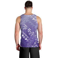 Hawaii Lavender Kapa Men Tank Top Vintage 'Ohe Kāpala Motifs Mix Plumeria Leis
