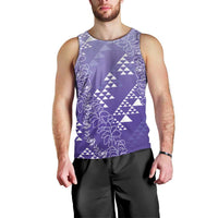 Hawaii Lavender Kapa Men Tank Top Vintage 'Ohe Kāpala Motifs Mix Plumeria Leis