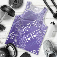 Hawaii Lavender Kapa Men Tank Top Vintage 'Ohe Kāpala Motifs Mix Plumeria Leis