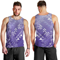 Hawaii Lavender Kapa Men Tank Top Vintage 'Ohe Kāpala Motifs Mix Plumeria Leis