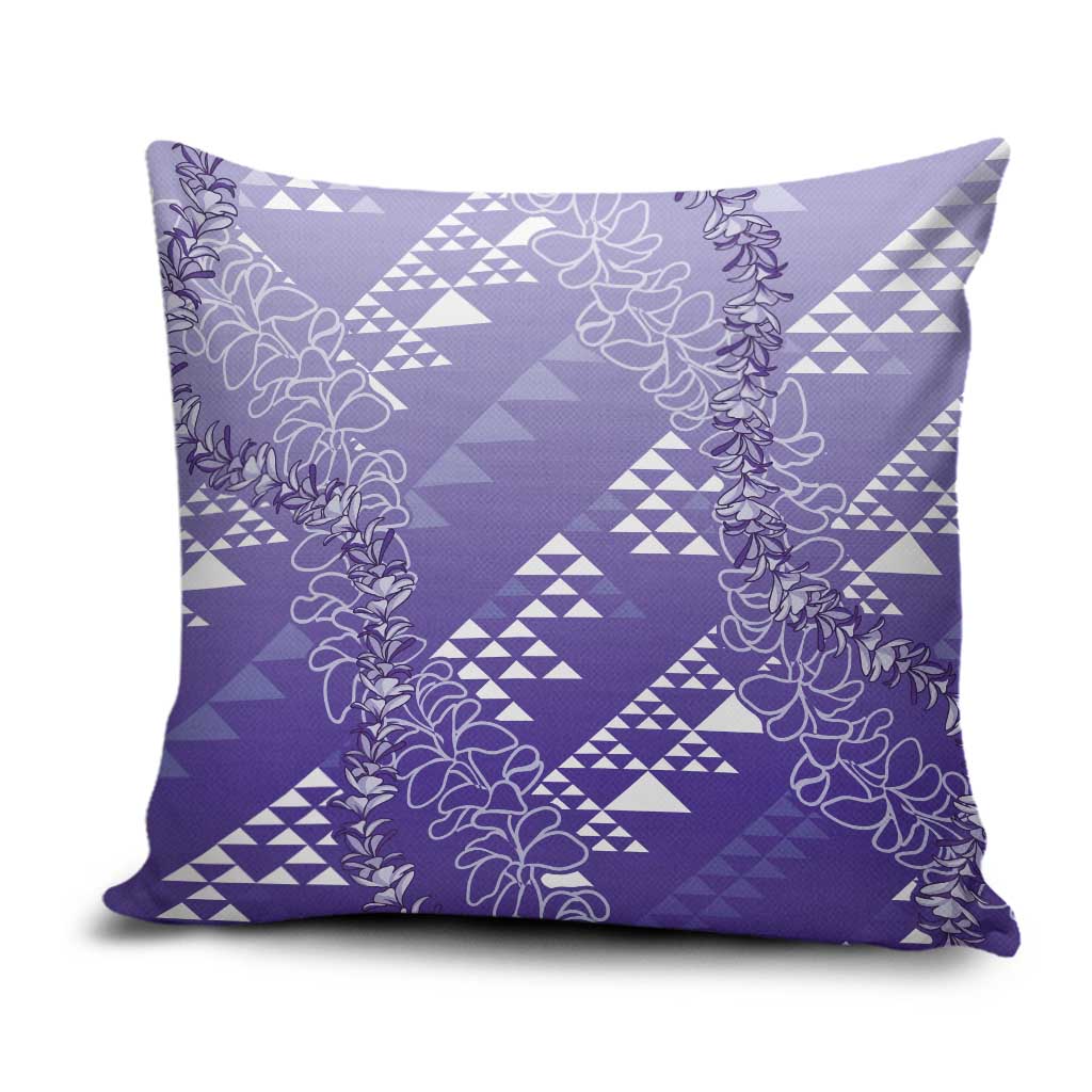 Hawaii Lavender Kapa Pillow Cover Vintage 'Ohe Kāpala Motifs Mix Plumeria Leis