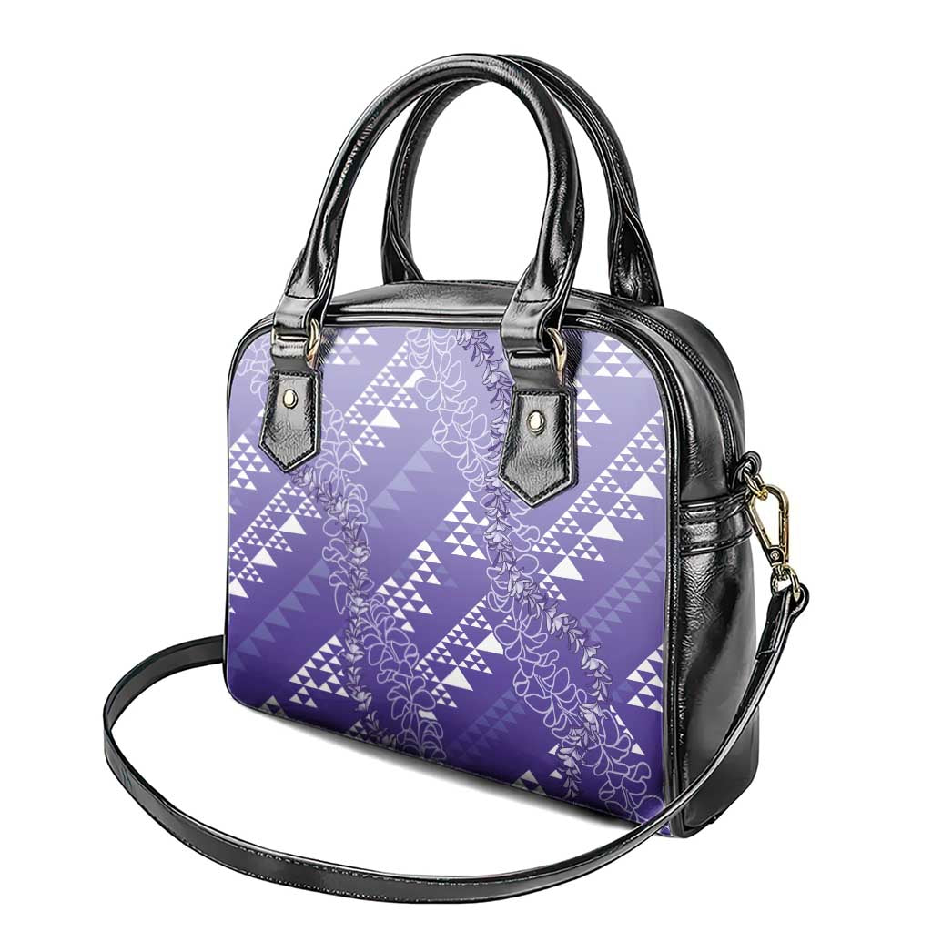 Hawaii Lavender Kapa Shoulder Handbag Vintage 'Ohe Kāpala Motifs Mix Plumeria Leis LT7 - Polynesian Pride