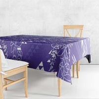 Hawaii Lavender Kapa Tablecloth Vintage 'Ohe Kāpala Motifs Mix Plumeria Leis