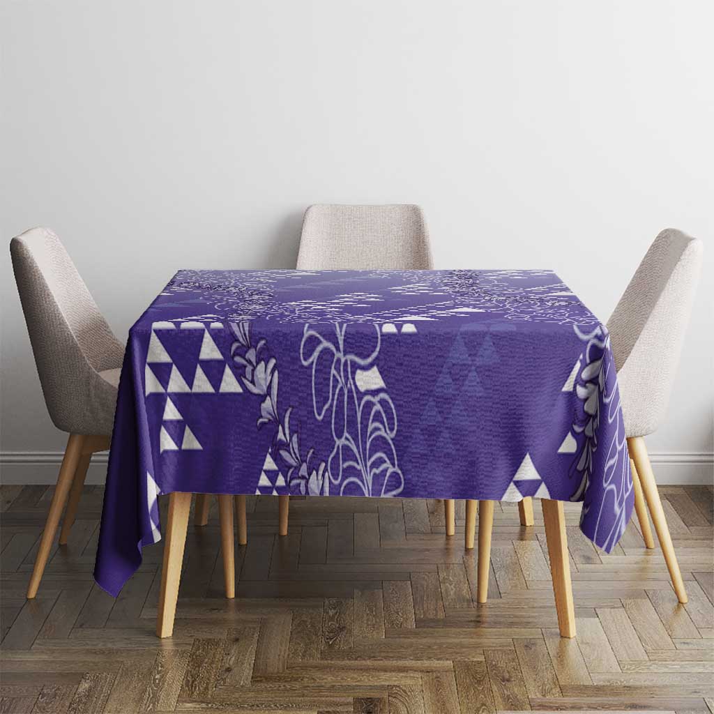 Hawaii Lavender Kapa Tablecloth Vintage 'Ohe Kāpala Motifs Mix Plumeria Leis