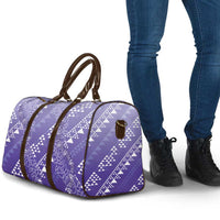 Hawaii Lavender Kapa Travel Bag Vintage 'Ohe Kāpala Motifs Mix Plumeria Leis