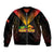 Personalised PNG Hunters Rugby Sleeve Zip Bomber Jacket Motuan Style LT7 Unisex Black - Polynesian Pride