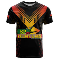Custom PNG Hunters Rugby T Shirt Motuan Style LT7 Black - Polynesian Pride