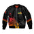 Personalised PNG Hunters Rugby Sleeve Zip Bomber Jacket Palm Trees Simple LT7 Unisex Black - Polynesian Pride