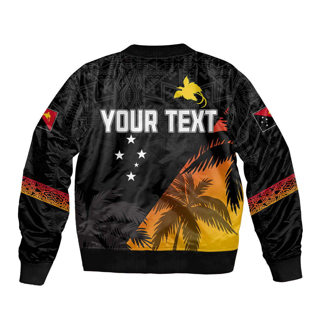 Personalised PNG Hunters Rugby Sleeve Zip Bomber Jacket Palm Trees Simple LT7 - Polynesian Pride