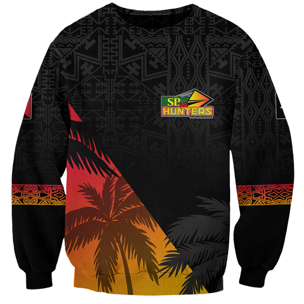 Personalised PNG Hunters Rugby Sweatshirt Palm Trees Simple LT7 Unisex Black - Polynesian Pride