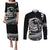 Polynesian Plumeria Couples Matching Puletasi Dress and Long Sleeve Button Shirts Ride The Waves - Black LT7 Black - Polynesian Pride