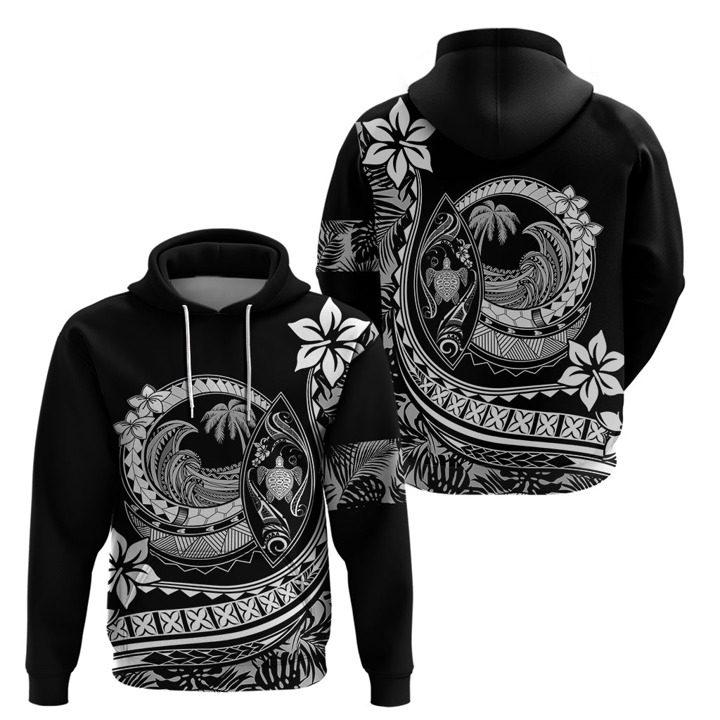 Polynesian Plumeria Hoodie Ride The Waves Black LT7 - Polynesian Pride